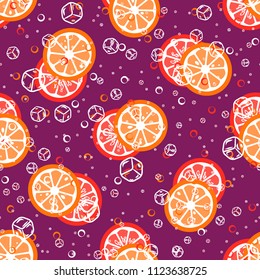 Fruit pattern with lemon and lime, ice cubes and mint leaves.