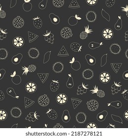 Fruit pattern on black background