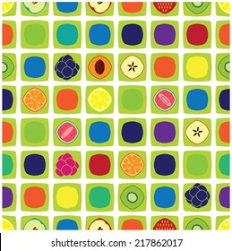 fruit pattern on green tiles