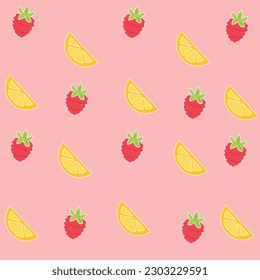 fruit pattern. raspberry and lemon pattern