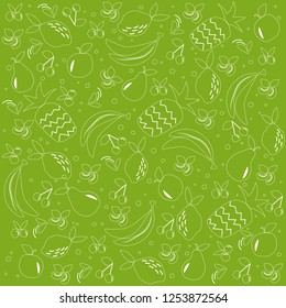 Fruit pattern for raw vegan dessert. Vector sketch style illustration of eco, bio, fresh, vegan, raw, friendly, organic. EPS 10
