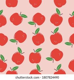 Fruit pattern. Seamless pattern of apple in flat style. doodle pattern