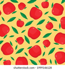 Fruit pattern. Seamless pattern of apple in flat style. Seamless vector pattern. flat design vector illustration.