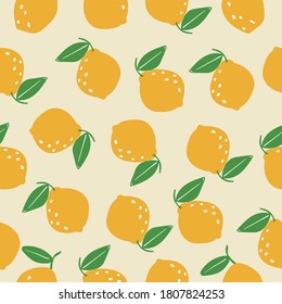 Fruit pattern. Seamless pattern of lemon in flat style. doodle pattern