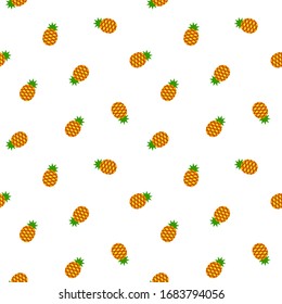Fruit pattern. Seamless pattern of pineapples in flat style on a white background. Vector 8 EPS.