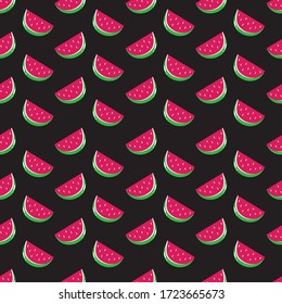 Fruit pattern. Texture and / or repetitive background of a watermelon. Drawing of a watermelon with repetition to decorate. Editable vector.