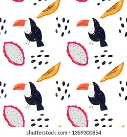 Fruit pattern and toucan