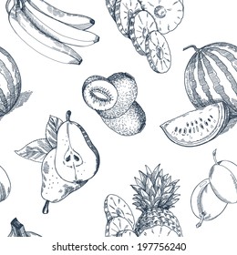 Fruit pattern ,vector hand drawing