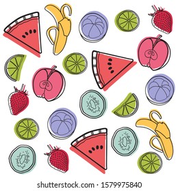 Fruit pattern vector on white background