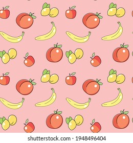 Fruit Pattern Vector Stylized Seamless
