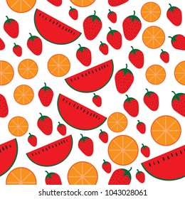 Fruit pattern.Watermelon Strawberry Orange