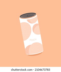 Fruit peach soda. Summer cold drinks. Tropical flavors, delicacy. Product for bars and grocery stores. Sweets and relaxation on beach. Cartoon flat vector illustration isolated on beige background