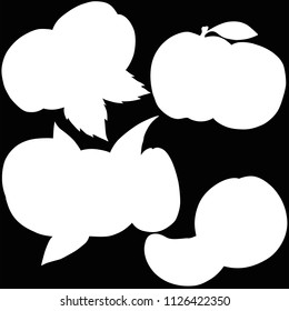 Fruit peach, vector, silhouette
