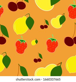 ObstBirnen-Apfelhorn ZitronenZitronen Vektorillustration Vitamine gesunde Lebensmittel nahtlose Muster
