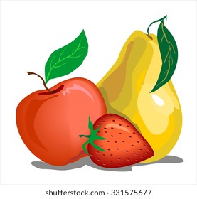 fruit pear apples strawberry