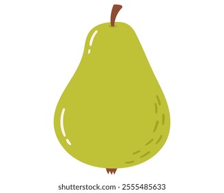 Fruit pear in cartoon hand drawn simple style. Editable variable color