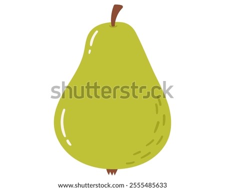 Fruit pear in cartoon hand drawn simple style. Editable variable color