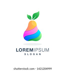 Fruit pear with colorful design vector