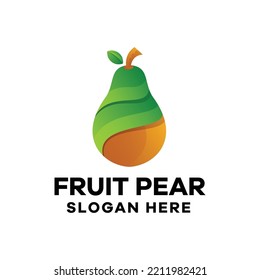 Fruit Pear Gradient Logo Food Template