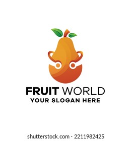 Fruit Pear Gradient Logo Technology Template