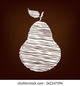 Fruit, pear icon. Vector illustration with chalk effect