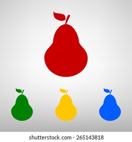 Fruit, pear. Isolated illustration icon.  Flat colorfull style