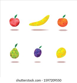 Fruit Pentagon Apple Pear Plum Vector Set