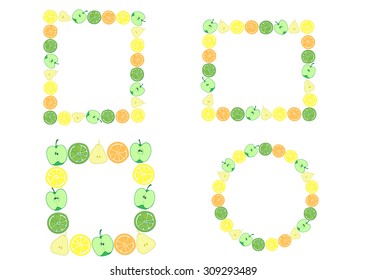Fruit photoframework from citruses and apples and pears