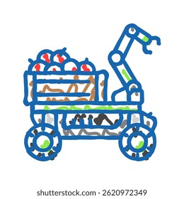 fruit picker robot harvests doodle icon sketch vector. fruit picker robot harvests sign. isolated symbol illustration