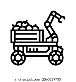 fruit picker robot harvests line icon vector. fruit picker robot harvests sign. isolated contour symbol black illustration