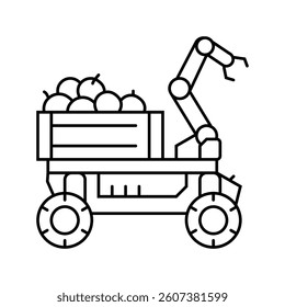 fruit picker robot harvests line icon vector. fruit picker robot harvests sign. isolated contour symbol black illustration
