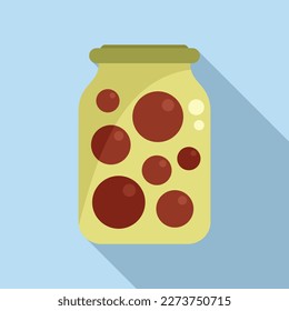 Fruit pickled icon flat vector. Food jar. Can product