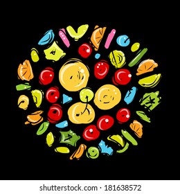 Fruit pie, abstract sketch for your design
