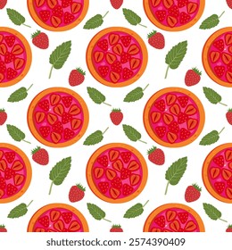 Fruit pie seamless pattern. Pattern for Hello Autumn, Thanksgiving Day. World Pie Day or bakery design . Baking, pastry vector illustration in flat style