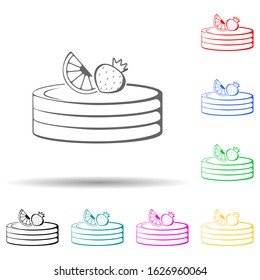 fruit pie with strawberries and lemon multi color style icon. Simple thin line, outline vector of bakery shop icons for ui and ux, website or mobile application