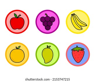 Fruit pin sticker icon vector design set