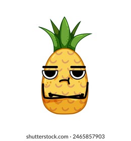 fruit pineapple character cartoon. cute funny, fun summer, party sticker fruit pineapple character sign. isolated symbol vector illustration