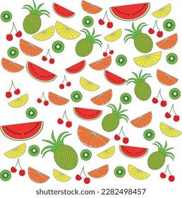 Ananas-Kiwi-Wassermelone-Kirschenorange 
