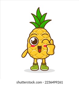 fruit Pineapple mascot character cartoon giving a thumbs up