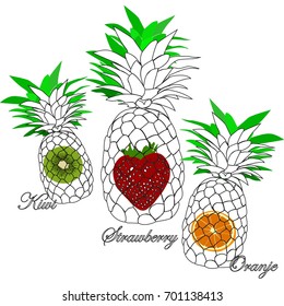 Fruit pineapple pattern vector