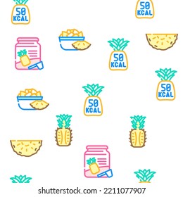 fruit pineapple slice cut food vector seamless pattern thin line illustration