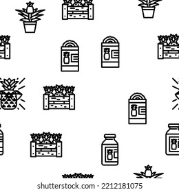 fruit pineapple slice cut food vector seamless pattern thin line illustration