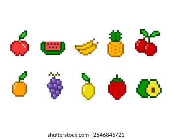 Fruit Pixel Art Element Set