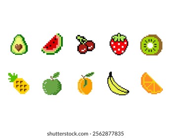 Fruit Pixel Art Element Set