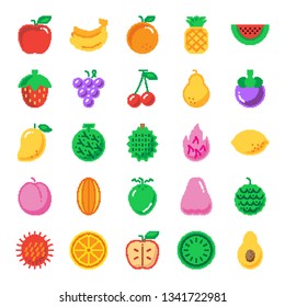 fruit pixel art icons, vector design
