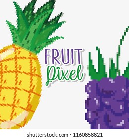 Fruit pixel cartoons