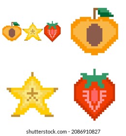 corte vectorial de diseño de píxeles de fruto en mitad