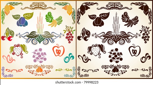 fruit plant pattern silhouette element