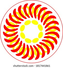 Fruit plate decoration template. Round ornament. 