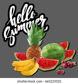 fruit platter with a lot of fruits. Vector illustration